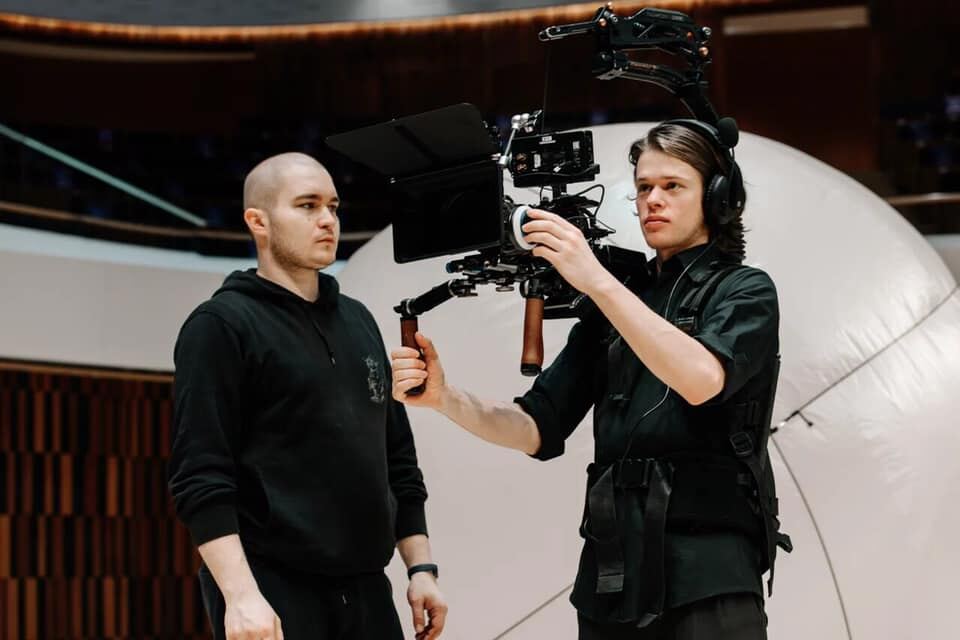 Andrey Isakin filming on set