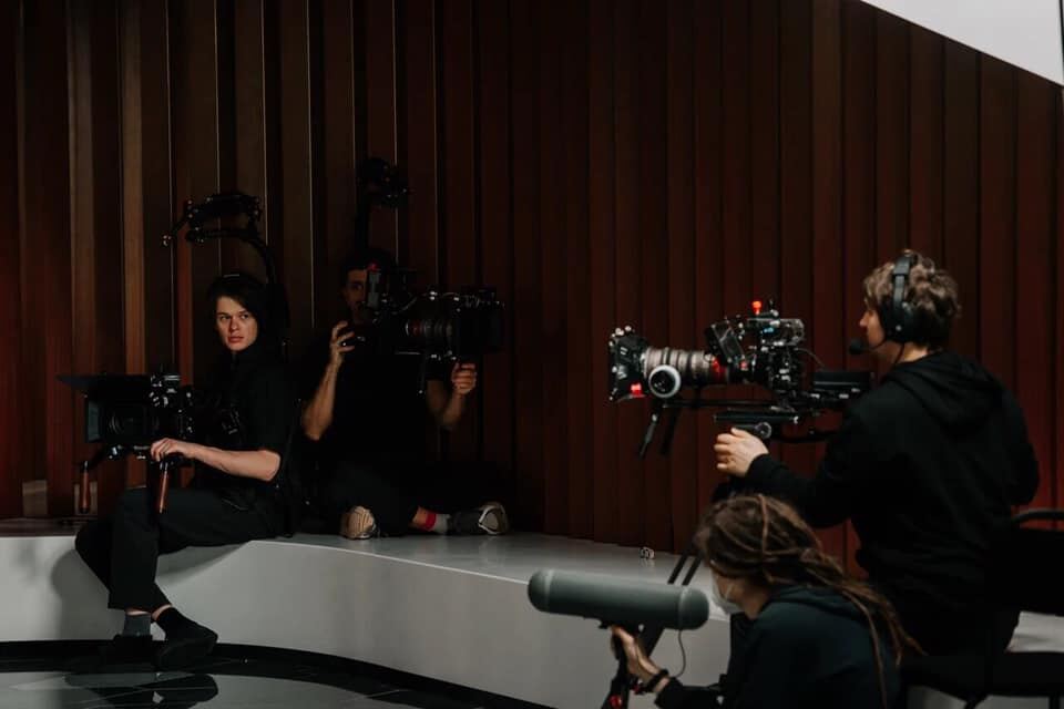 Camera operators filming a studio production